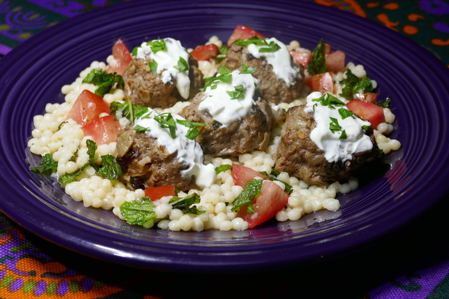 Middle Eastern Meatballs with Herbed Couscous
